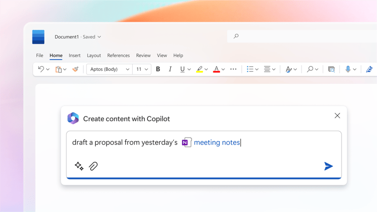 Microsoft Copilot generating report in Word for business productivity